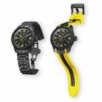Black dial watches with yellow details