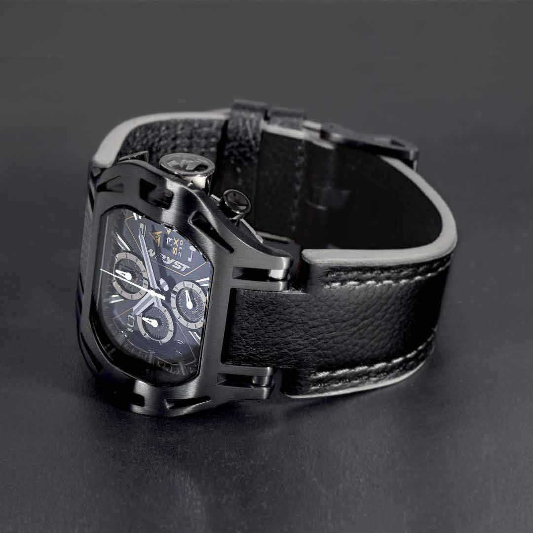 Black leather Swiss watch SX210
