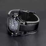 Chronograph black leather watch