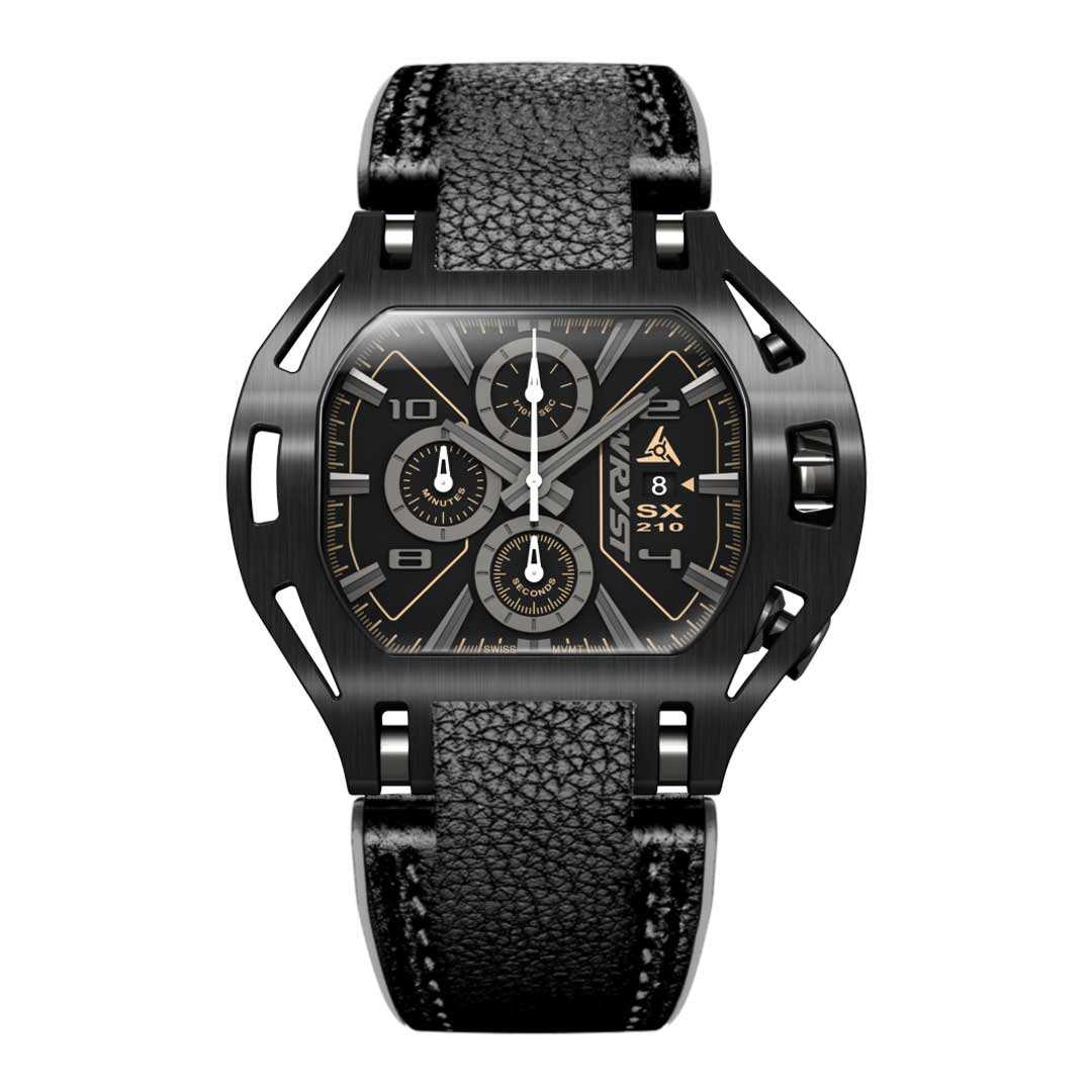 Mens Swiss Watches with Black Leather Bracelet