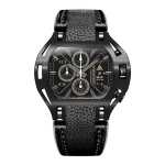 Mens Swiss Watches with Black Leather Bracelet