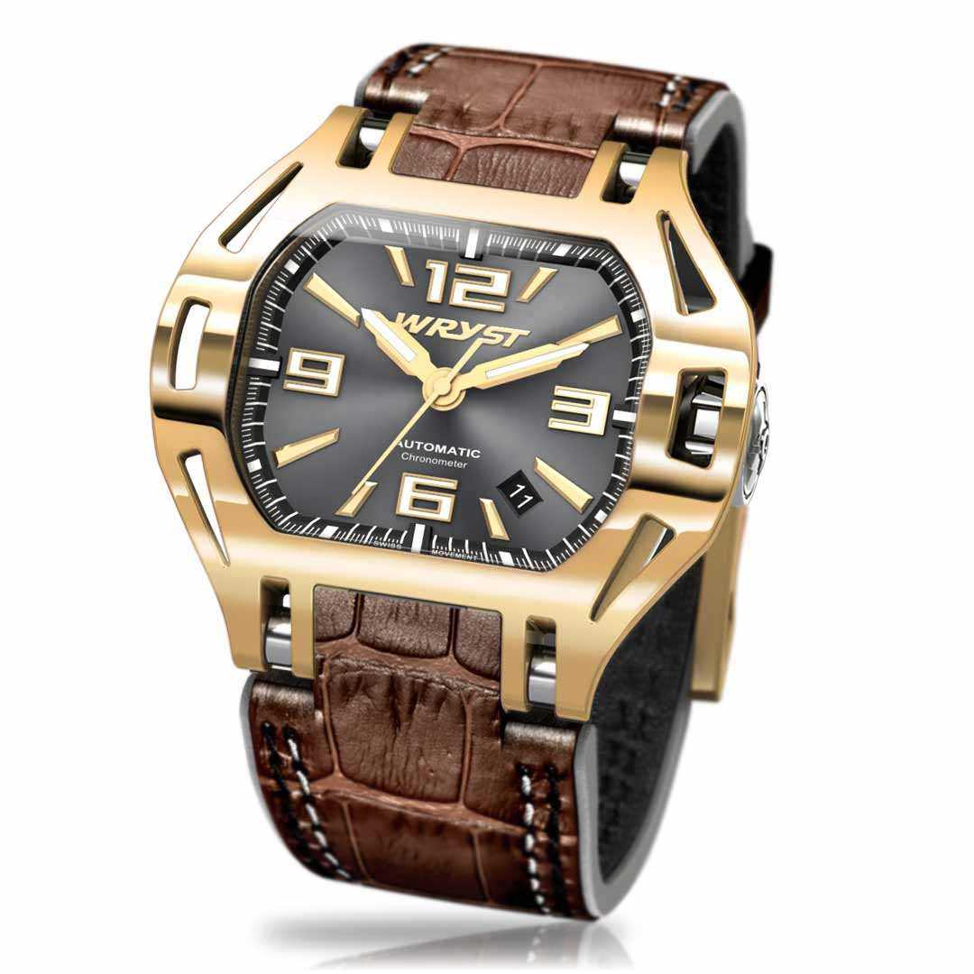 Wryst Leather Automatic Men's Gold Watch SX6