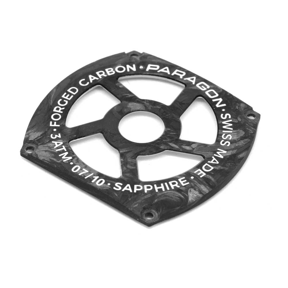 Carbon Fiber Watch Case Back Paragon White Engravings
