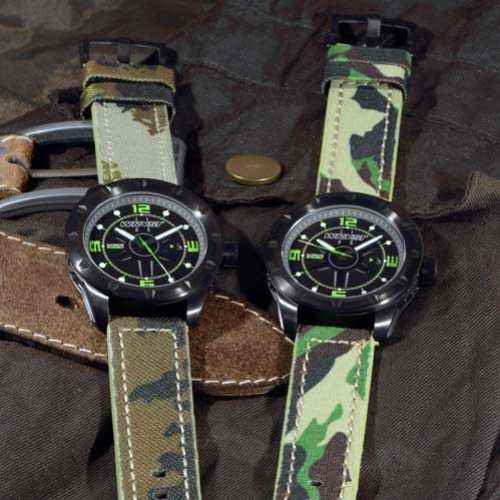 Swiss Military watch with camouflage army leather bracelet