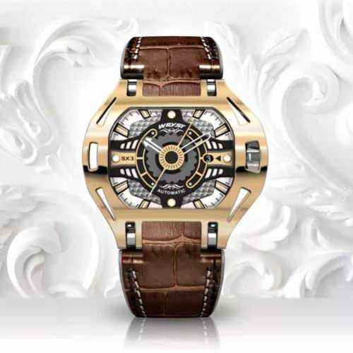 Wryst Racer Automatic luxury gold leather watch