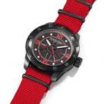 Superb Swiss Men's Black Watch with Nato Red Bracelet